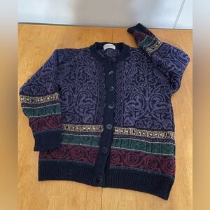 Vintage Past times 100% Wool  Cardigan Sweater Size small